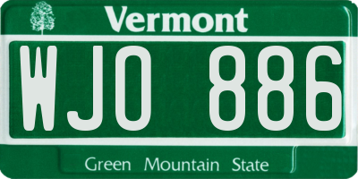 VT license plate WJO886