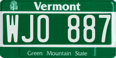 VT license plate WJO887