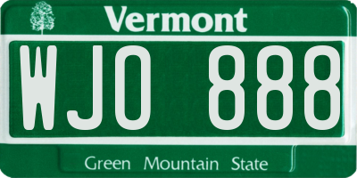 VT license plate WJO888
