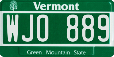 VT license plate WJO889
