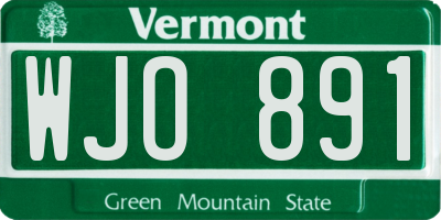 VT license plate WJO891