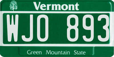 VT license plate WJO893