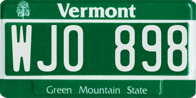 VT license plate WJO898