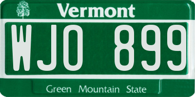 VT license plate WJO899