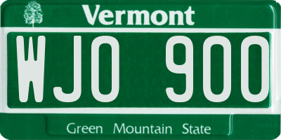 VT license plate WJO900