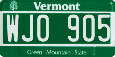 VT license plate WJO905