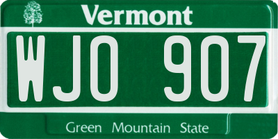 VT license plate WJO907