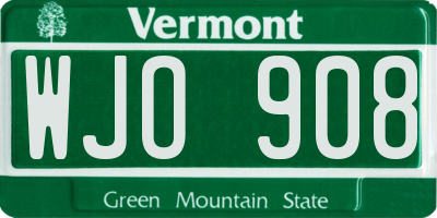 VT license plate WJO908