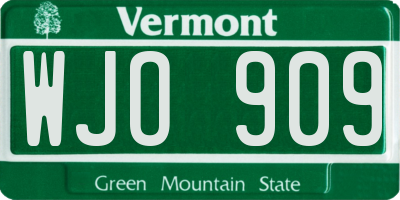 VT license plate WJO909