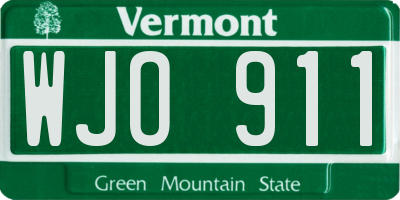 VT license plate WJO911