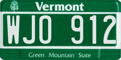 VT license plate WJO912