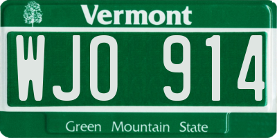 VT license plate WJO914