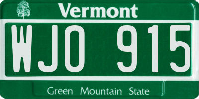 VT license plate WJO915