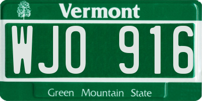 VT license plate WJO916