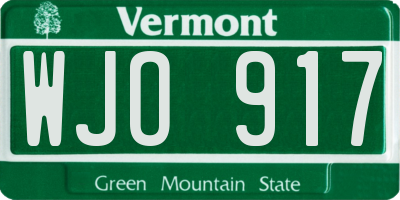 VT license plate WJO917