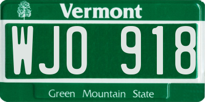VT license plate WJO918
