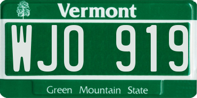 VT license plate WJO919