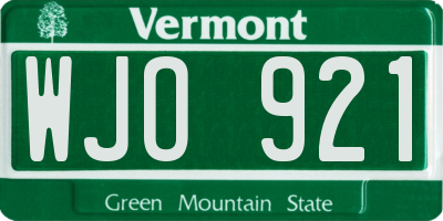 VT license plate WJO921