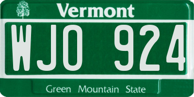 VT license plate WJO924