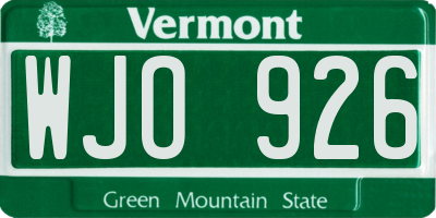 VT license plate WJO926