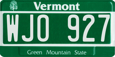 VT license plate WJO927