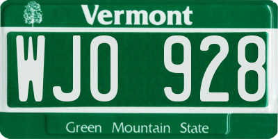 VT license plate WJO928