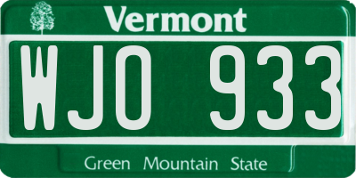 VT license plate WJO933