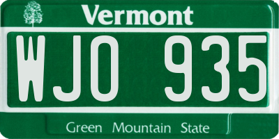 VT license plate WJO935
