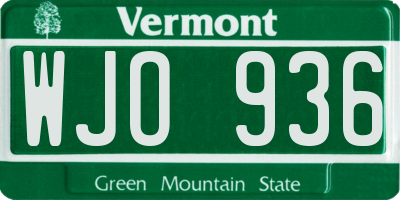 VT license plate WJO936