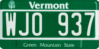 VT license plate WJO937