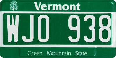 VT license plate WJO938