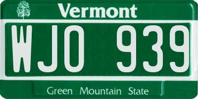 VT license plate WJO939