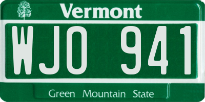 VT license plate WJO941