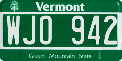 VT license plate WJO942