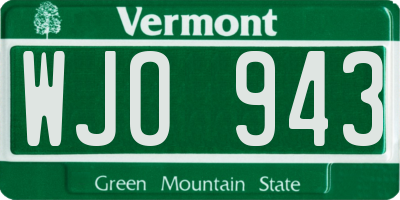 VT license plate WJO943