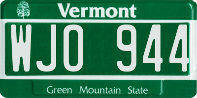 VT license plate WJO944