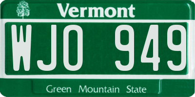 VT license plate WJO949