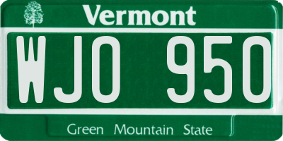 VT license plate WJO950