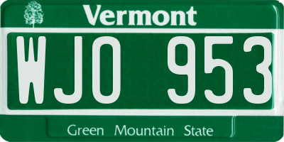 VT license plate WJO953