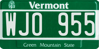 VT license plate WJO955