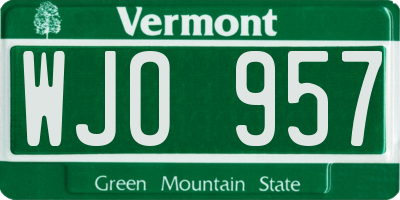 VT license plate WJO957
