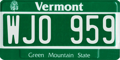 VT license plate WJO959