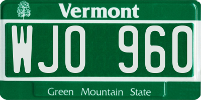 VT license plate WJO960