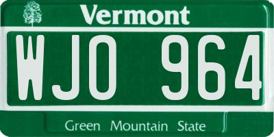 VT license plate WJO964