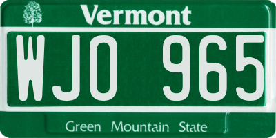 VT license plate WJO965