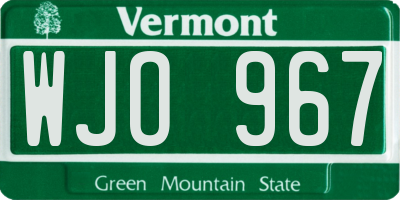 VT license plate WJO967