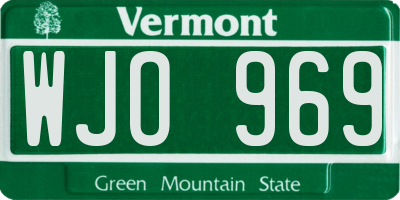 VT license plate WJO969