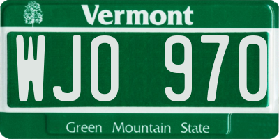 VT license plate WJO970