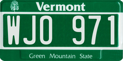 VT license plate WJO971