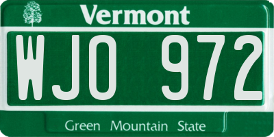 VT license plate WJO972